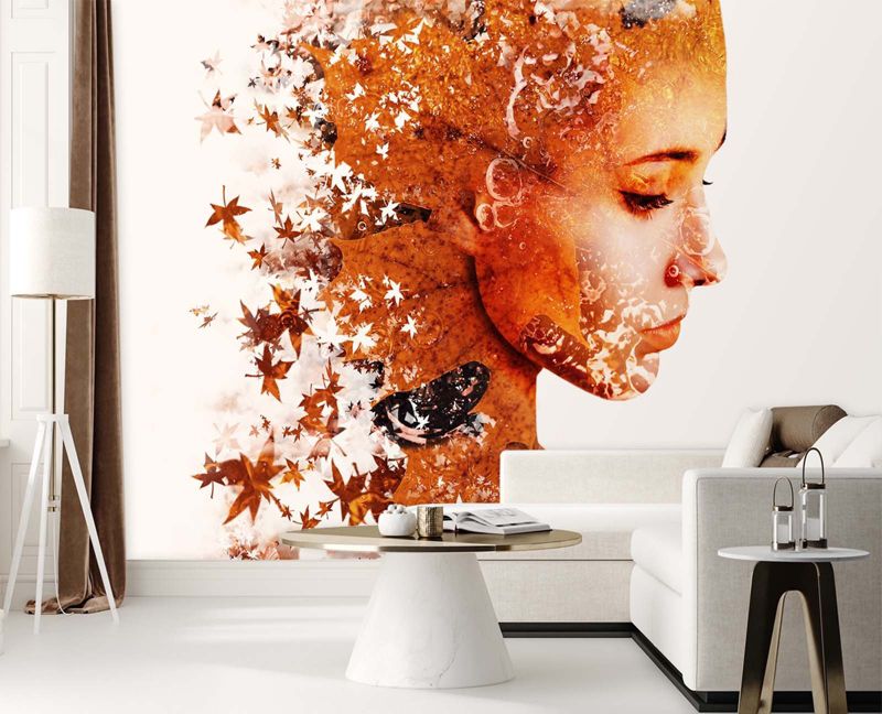 Fototapeta Feeby Kobieta i jesienne liście  100x70 1 szt