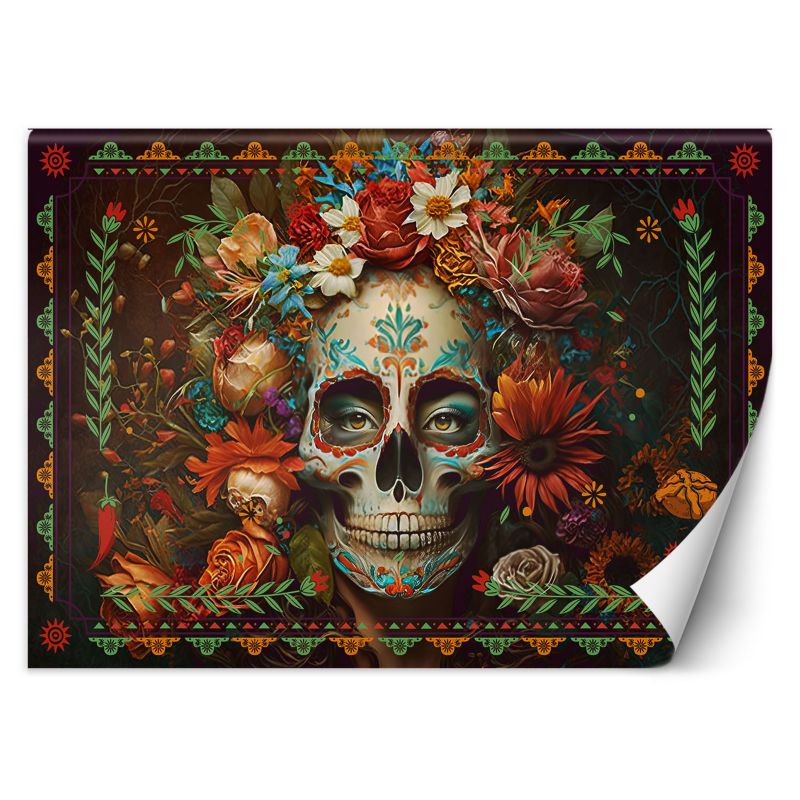 Fototapeta Feeby Kolorowa czaszka z kwiatami  300x210 1 szt