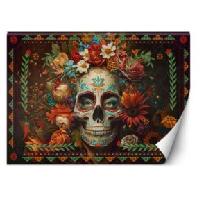 Fototapeta Feeby Kolorowa czaszka z kwiatami  300x210 1 szt