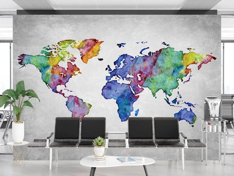 Fototapeta Feeby Kolorowa mapa świata w akwareli  200x140 1 szt