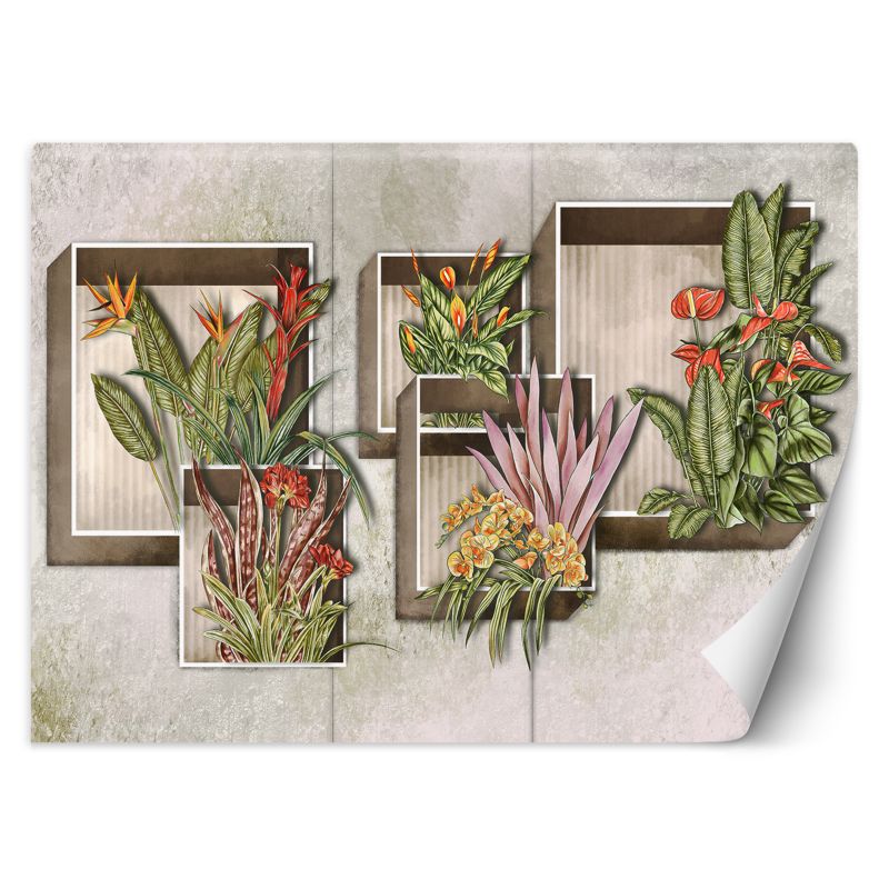 Fototapeta Feeby Kwadratowa abstrakcja z kwiatami  450x315 1 szt