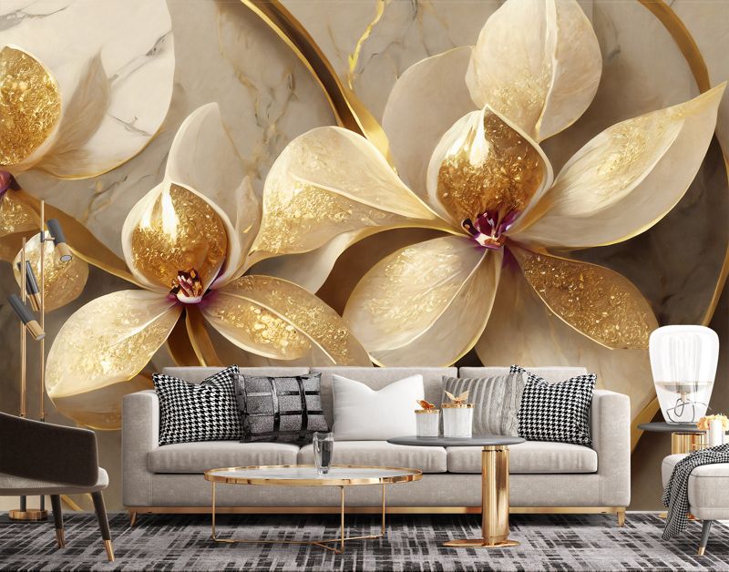 Fototapeta Feeby Kwiaty glamour złoty  350x245 1 szt