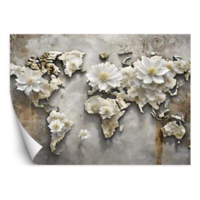 Fototapeta Feeby Kwiaty Mapa świata  100x70 1 szt