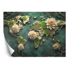 Fototapeta Feeby Kwiaty Mapa Świata Biały  200x140 1 szt