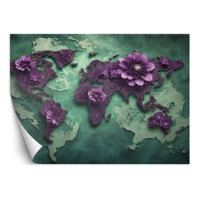 Fototapeta Feeby Kwiaty Mapa Świata Fioletowy  100x70 1 szt