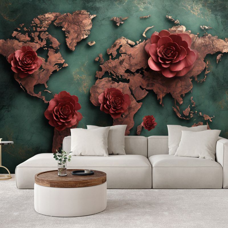 Fototapeta Feeby Kwiaty Mapa Świata Róża  400x280 1 szt