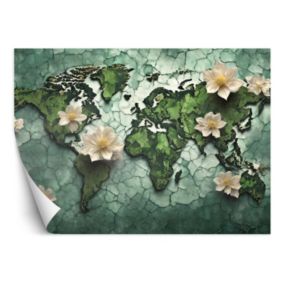 Fototapeta Feeby Kwiaty Mapa Świata Zielony  200x140 1 szt