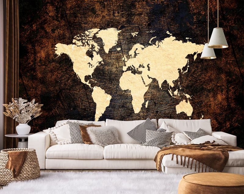 Fototapeta Feeby Mapa świata brązowa  150x105 1 szt