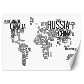 Fototapeta Feeby Mapa świata czarno białe napisy styl skandynawski  300x210 1 szt
