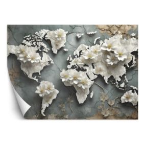 Fototapeta Feeby Mapa świata Kwiaty Retro  200x140 1 szt