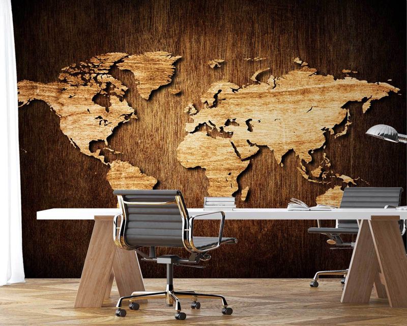 Fototapeta Feeby Mapa świata na drewnie  100x70 1 szt
