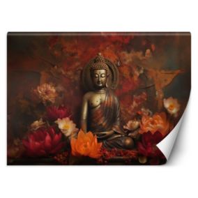 Fototapeta Feeby Medytujący Budda i kolorowe kwiaty  250x175 1 szt