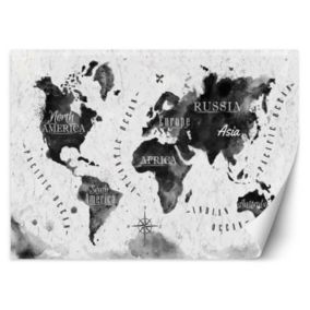 Fototapeta Feeby Monochromatyczna mapa świata watercolor  200x140 1 szt