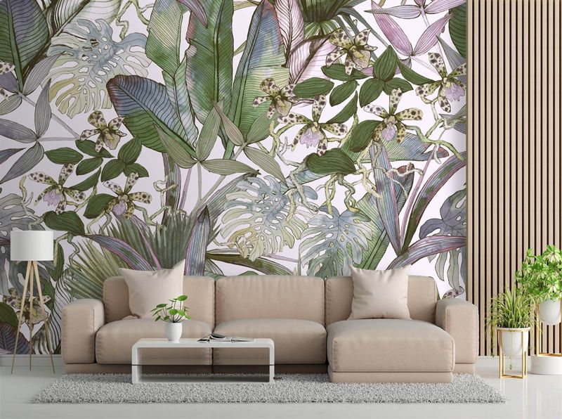 Fototapeta Feeby Monstera i tropikalne liście w pastelach  350x245 1 szt