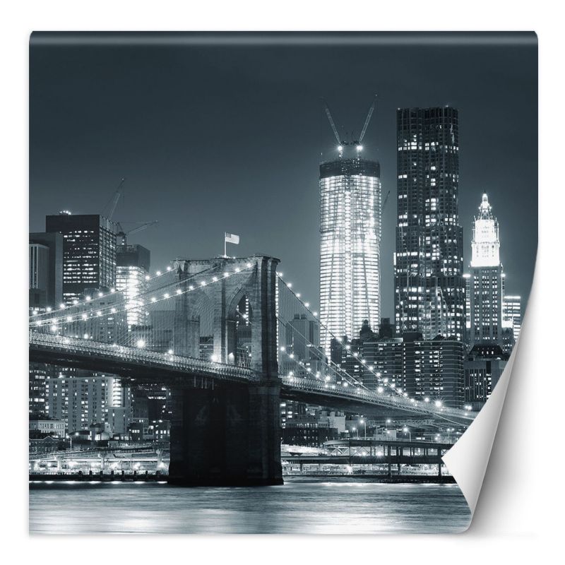 Fototapeta Feeby Most brookliński nocą Nowy Jork czarno biały  250x250 1 szt