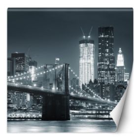 Fototapeta Feeby Most brookliński nocą Nowy Jork czarno biały  250x250 1 szt