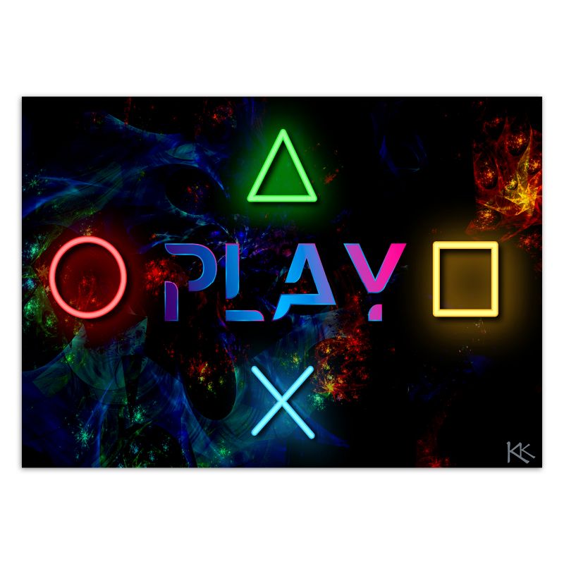 Fototapeta Feeby Napis play i przyciski do kontrolera  100x70 1 szt