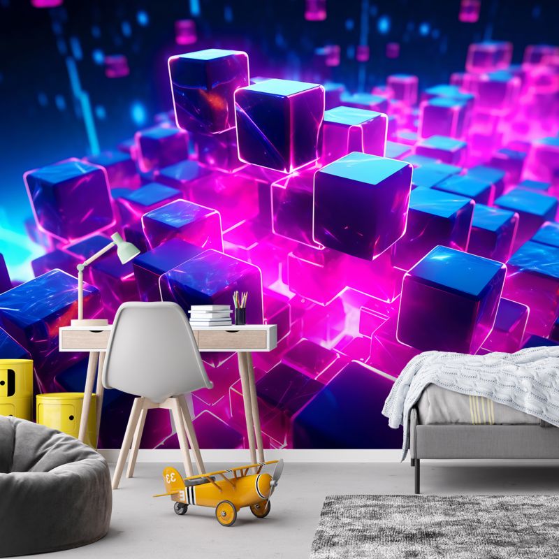 Fototapeta Feeby Neonowe kostki abstrakcja 3D  200x140 1 szt