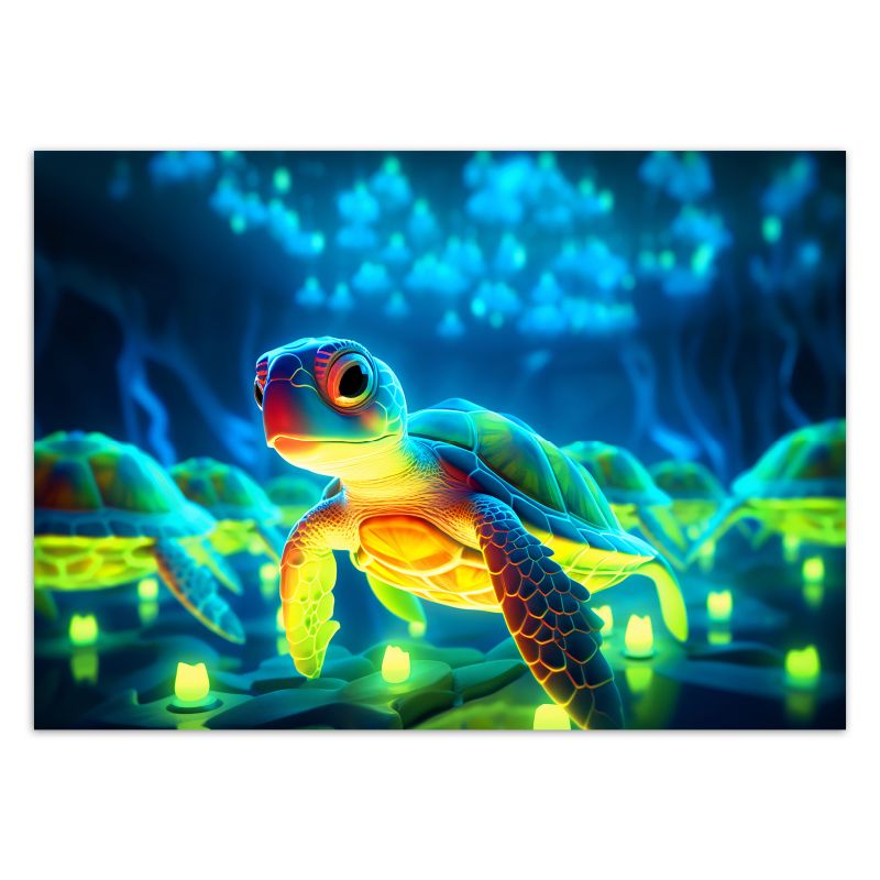 Fototapeta Feeby Neonowy żółw  150x105 1 szt