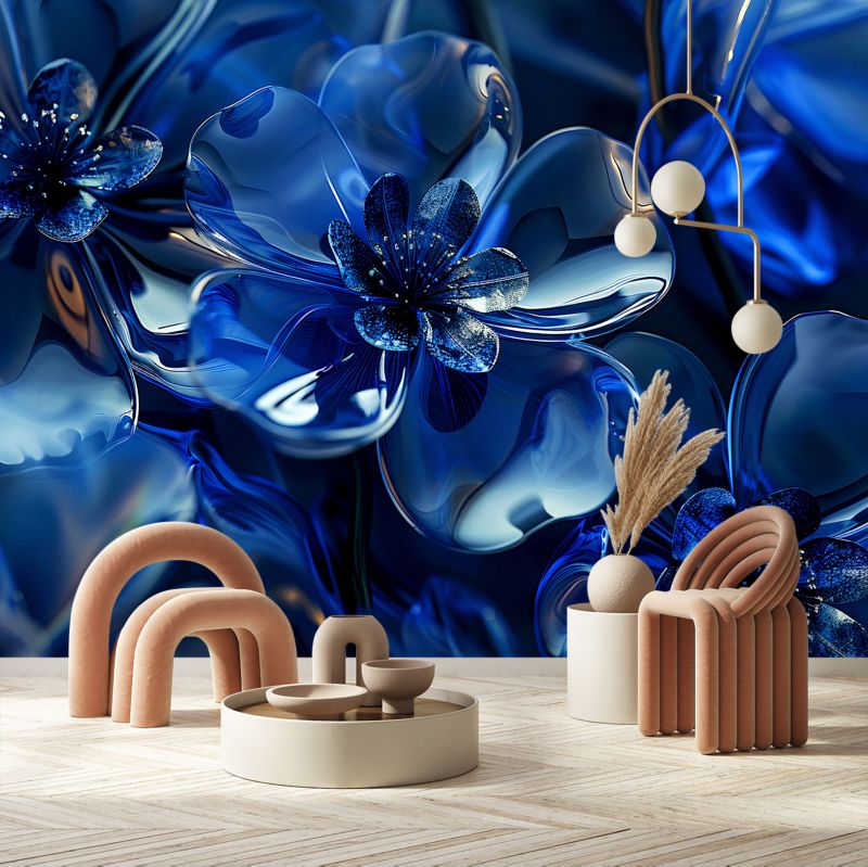 Fototapeta Feeby Niebieskie szklane kwiaty 3D  450x315 1 szt