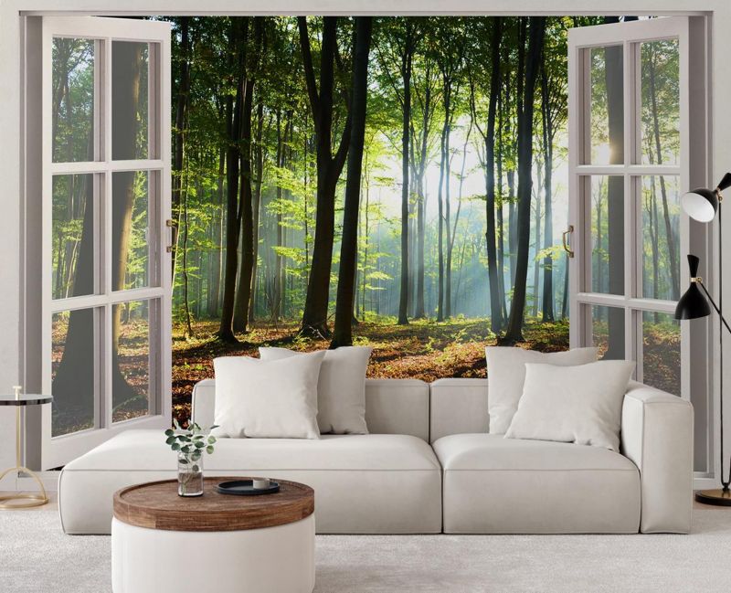 Fototapeta Feeby Okno las drzewa natura  280x200 1 szt