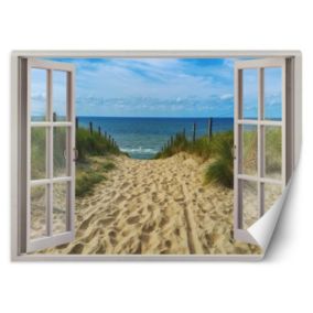 Fototapeta Feeby Okno morze plaża niebo  280x200 1 szt