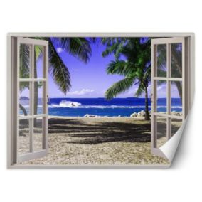 Fototapeta Feeby Okno z widokiem na tropikalną plażę  280x200 1 szt