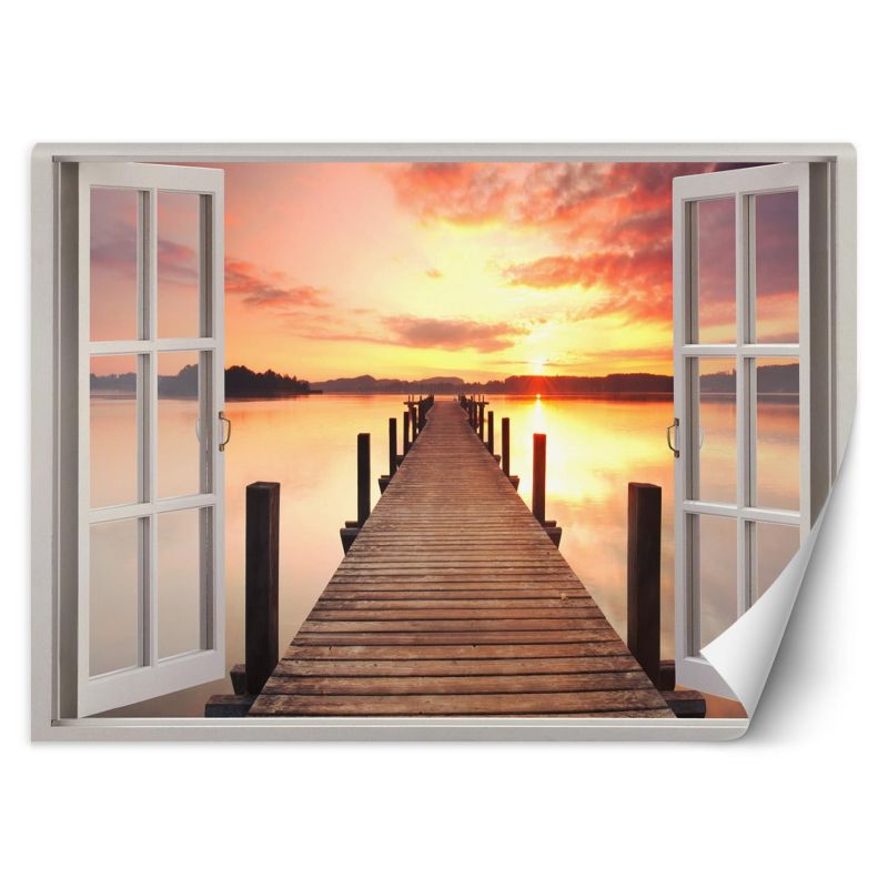 Fototapeta Feeby Okno zachód słońca pomost  210x150 1 szt