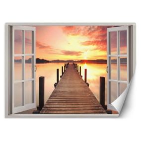 Fototapeta Feeby Okno zachód słońca pomost  210x150 1 szt