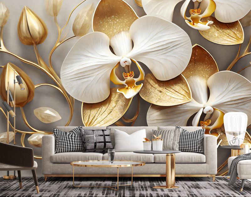 Fototapeta Feeby Orchidea glamour złoty  150x105 1 szt