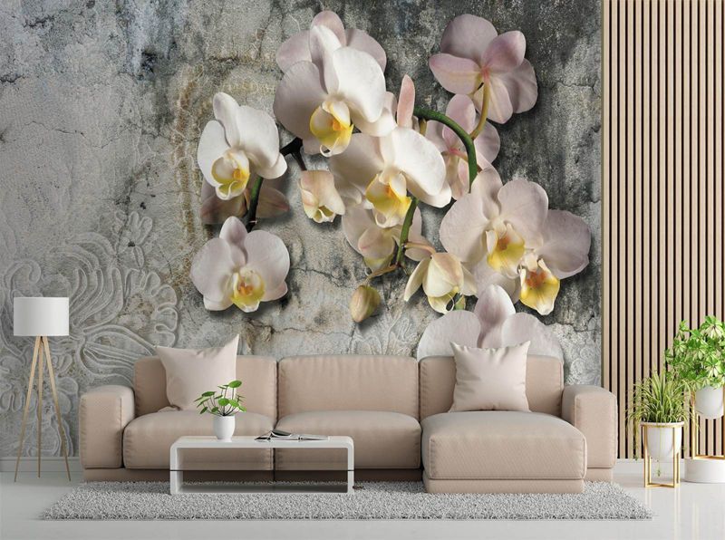 Fototapeta Feeby Orchidea kwiaty na tle starej ściany  100x70 1 szt