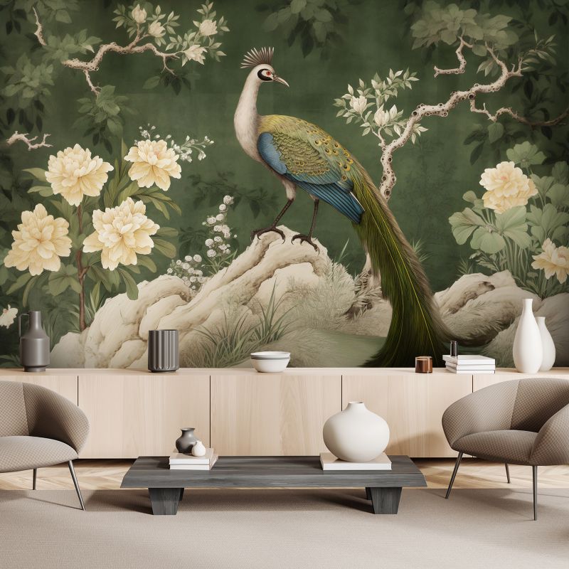 Fototapeta Feeby Orientalny paw zielony  100x70 1 szt