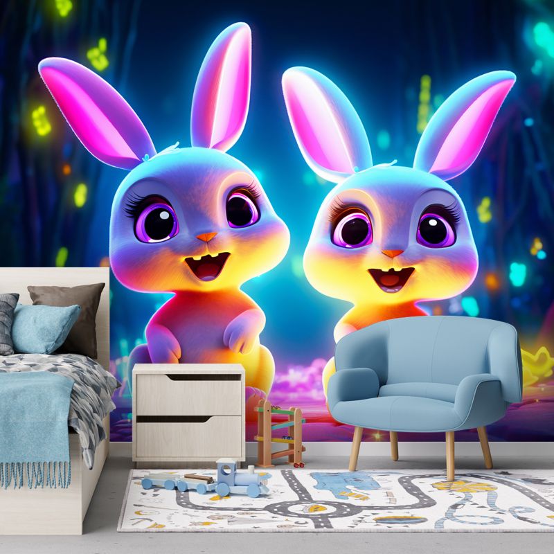 Fototapeta Feeby Para króliczków neon  200x140 1 szt