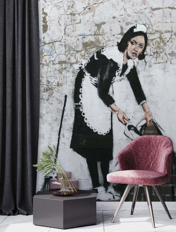 Fototapeta Feeby Pokojówka Banksy Mural Street Art  100x140 1 szt