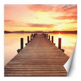 Fototapeta Feeby Pomost nad jeziorem zachód słońca  100x100 1 szt
