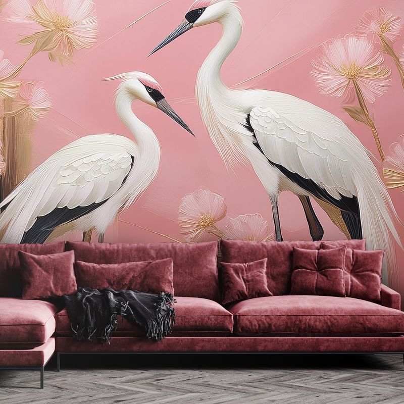 Fototapeta Feeby Ptaki Żurawie Różowy  350x245 1 szt