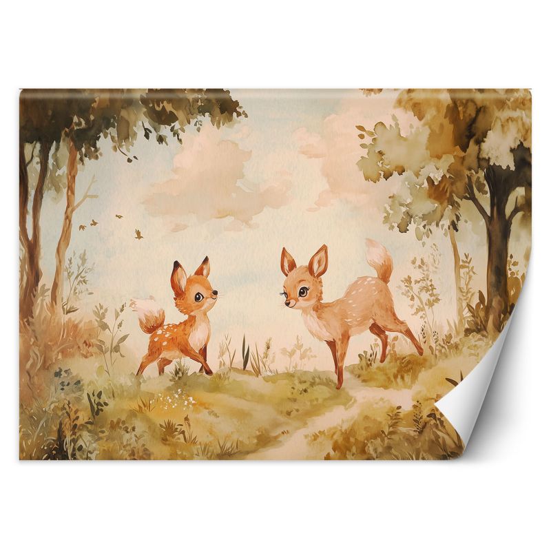 Fototapeta Feeby Sarenki Zwierzęta w lesie Beżowy  150x105 1 szt