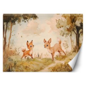 Fototapeta Feeby Sarenki Zwierzęta w lesie Beżowy  150x105 1 szt