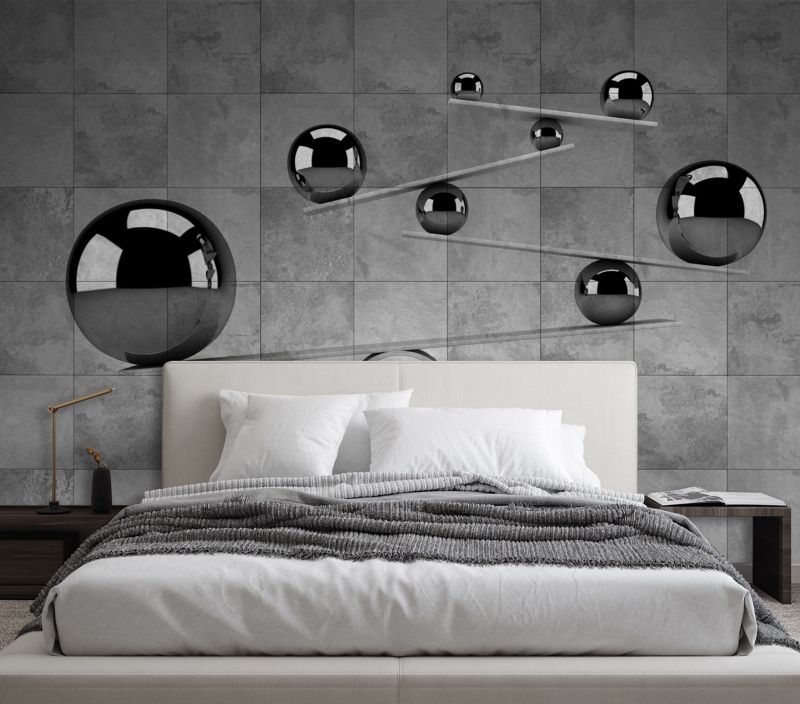 Fototapeta Feeby Srebrne kule 3D na tle betonowej ściany  350x245 1 szt