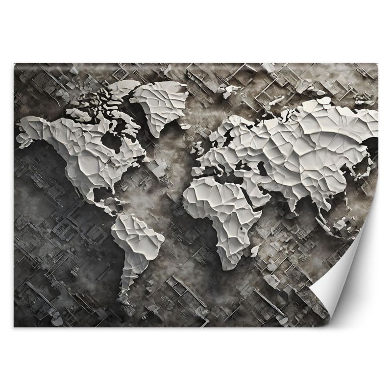 Fototapeta Feeby Szara mapa świata 3D  200x140 1 szt