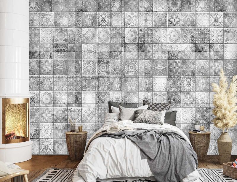 Fototapeta Feeby Szare kafelki marokańska mozaika z orientalnym wzorem  350x245 1 szt