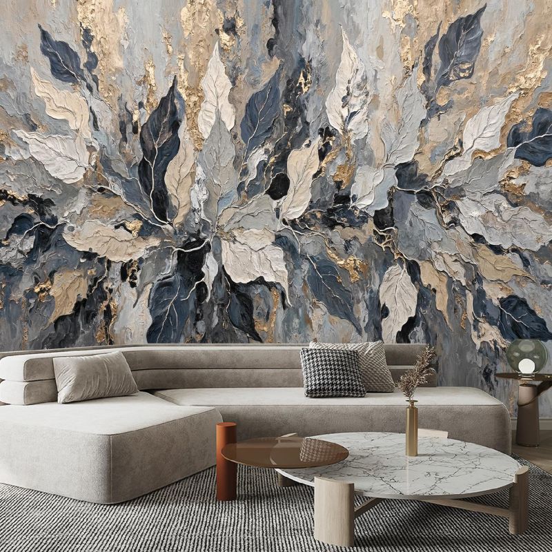 Fototapeta Feeby Szare Złote Liście Glamour  350x245 1 szt