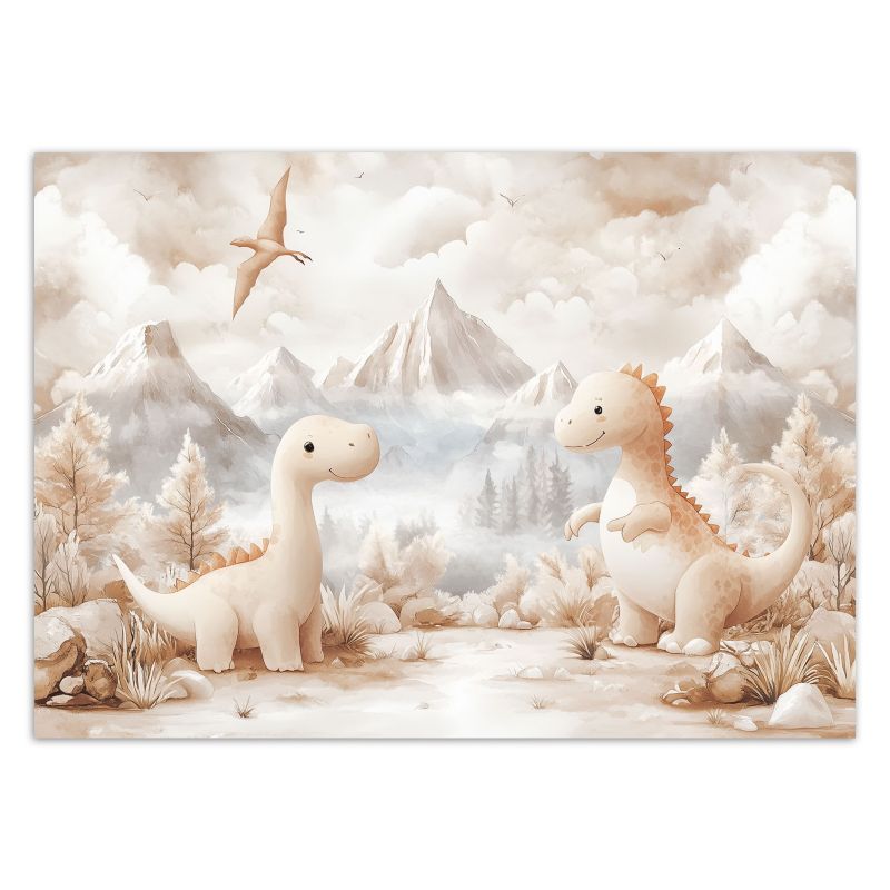 Fototapeta Feeby Urocze małe Dinozaury Krajobraz Beżowy  350x245 1 szt