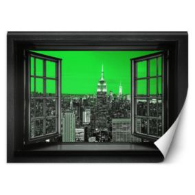 Fototapeta Feeby Widok z okna Miasto Niebo Zielony  100x70 1 szt