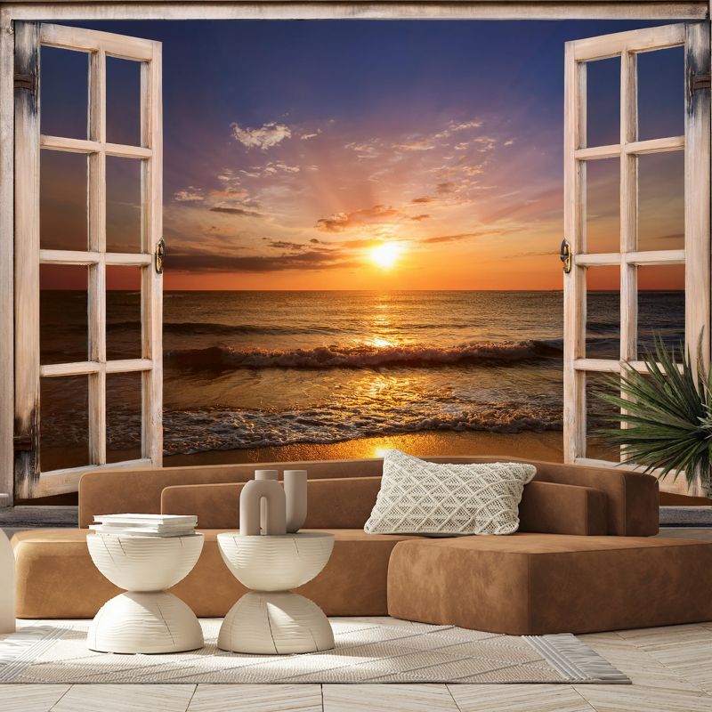 Fototapeta Feeby Widok z okna Morze Plaża Zachód Słońca  150x105 1 szt
