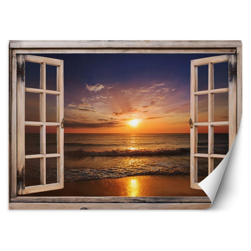 Fototapeta Feeby Widok z okna Morze Plaża Zachód Słońca  200x140 1 szt