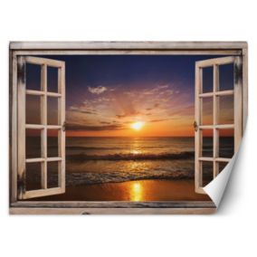 Fototapeta Feeby Widok z okna Morze Plaża Zachód Słońca  200x140 1 szt