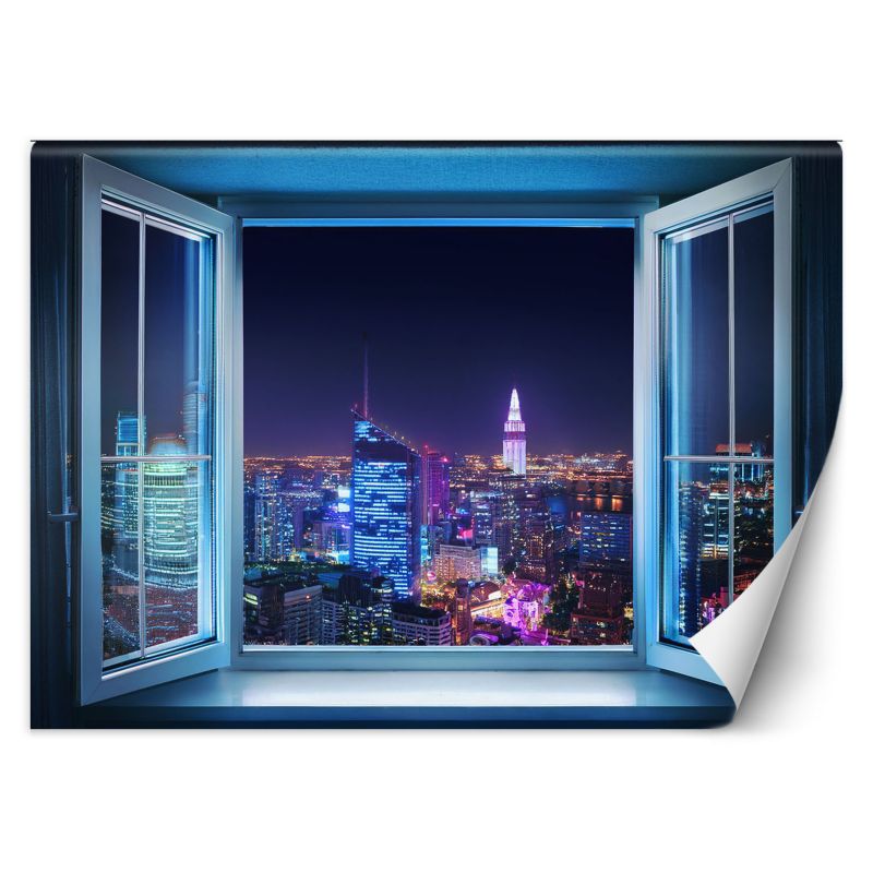 Fototapeta Feeby Widok z okna na miasto nocą  150x105 1 szt