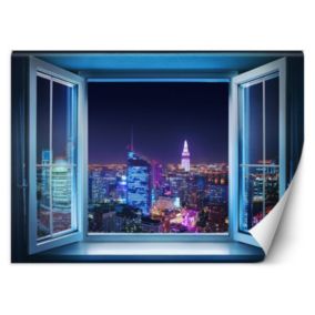 Fototapeta Feeby Widok z okna na miasto nocą  150x105 1 szt