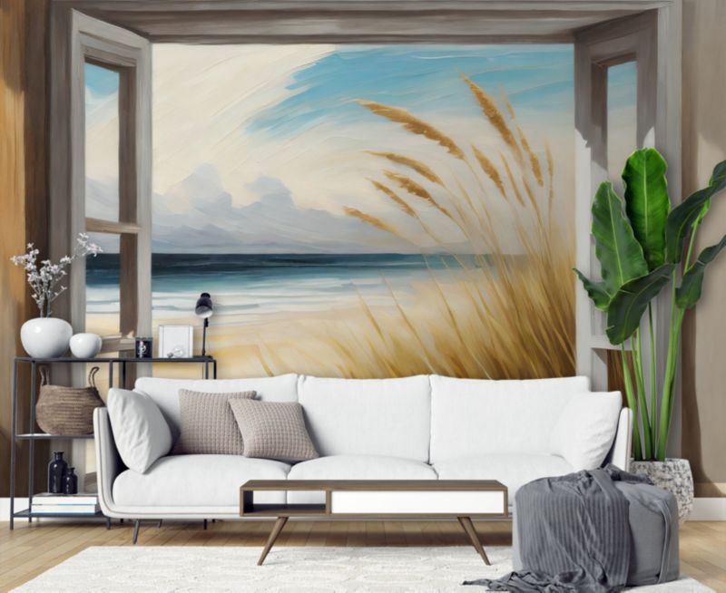 Fototapeta Feeby Widok z okna na plażę  150x105 1 szt
